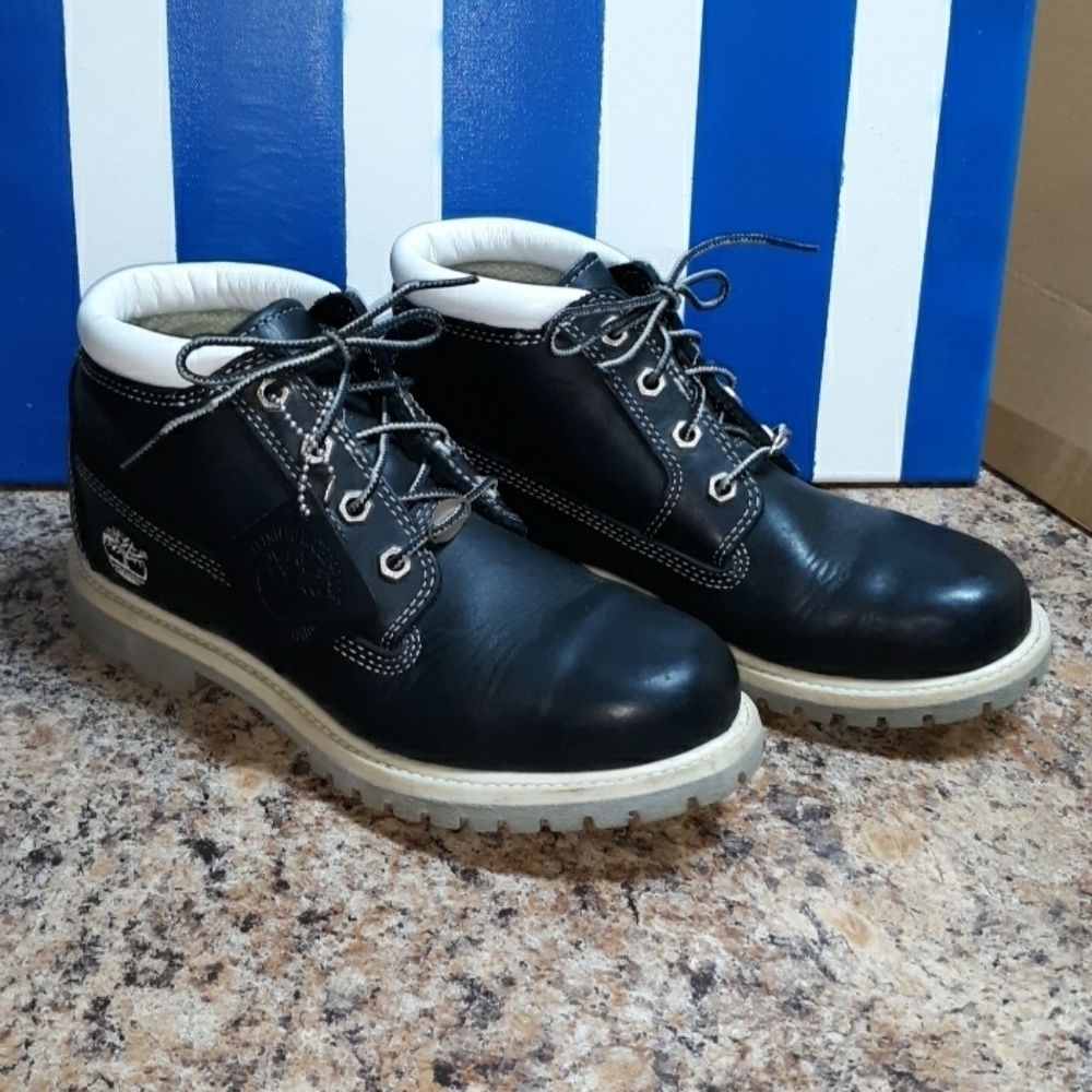 Timberland black white mens boots